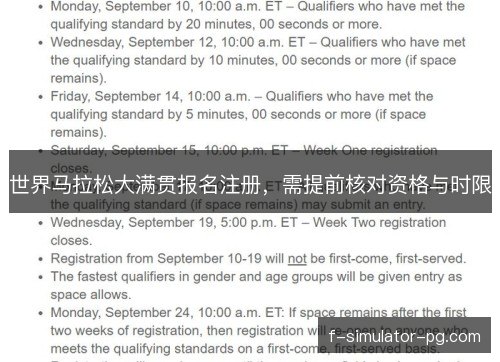 世界马拉松大满贯报名注册，需提前核对资格与时限